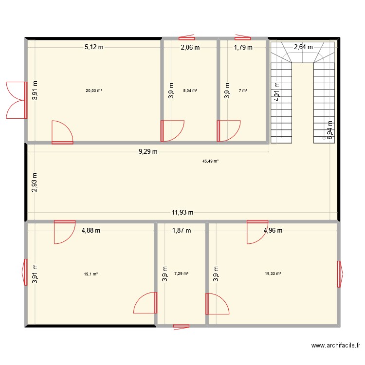 3dd richard. Plan de 7 pièces et 126 m2