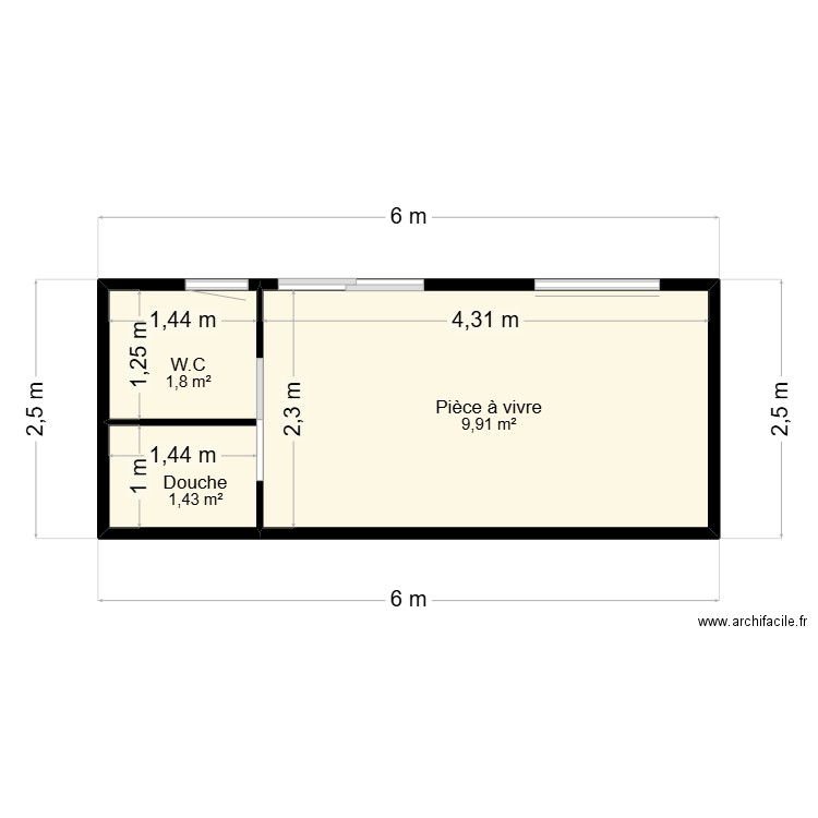 MORBIHAN. Plan de 3 pièces et 13 m2