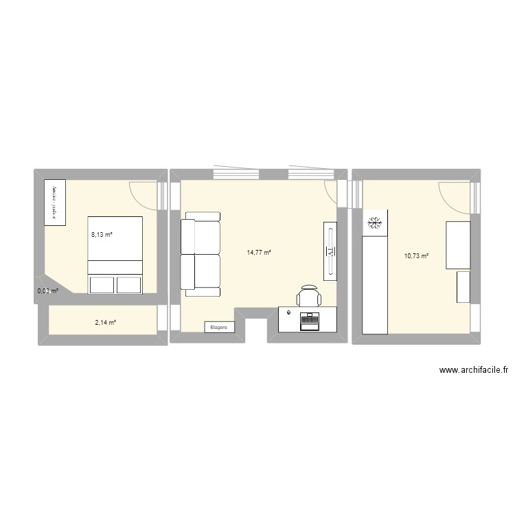 Appartement. Plan de 5 pièces et 36 m2