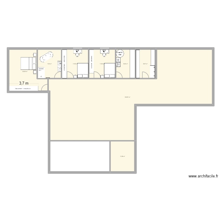 maison 1. Plan de 8 pièces et 224 m2
