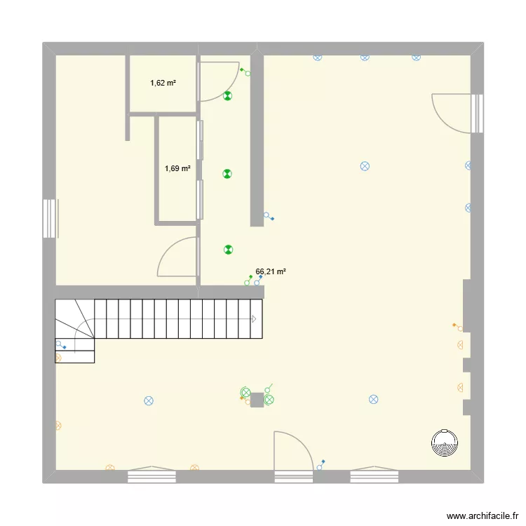 perquie elec. Plan de 3 Pièces et 70 m²