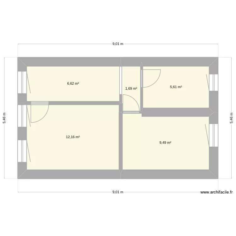 1er. Plan de 5  et 36 m²