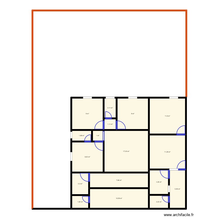 3 chambres et salon. Plan de 0 pièce et 0 m2