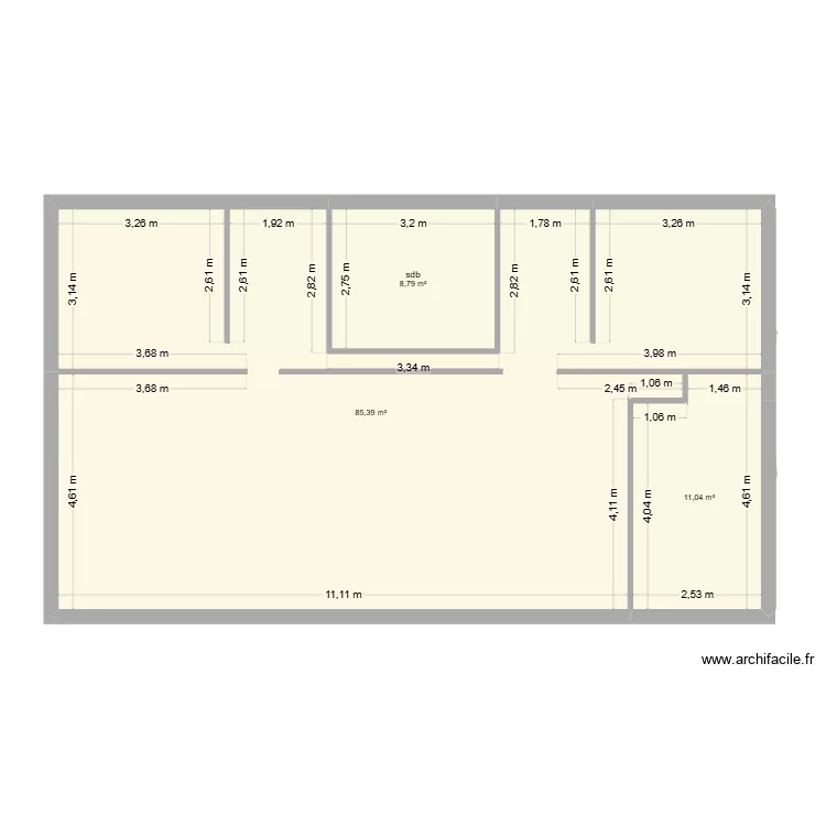 maison 1. Plan de 3  et 105 m²