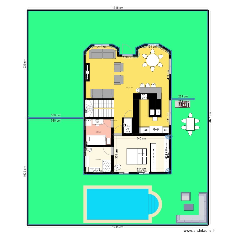 maison bzh 3. Plan de 6 pièces et 350 m2