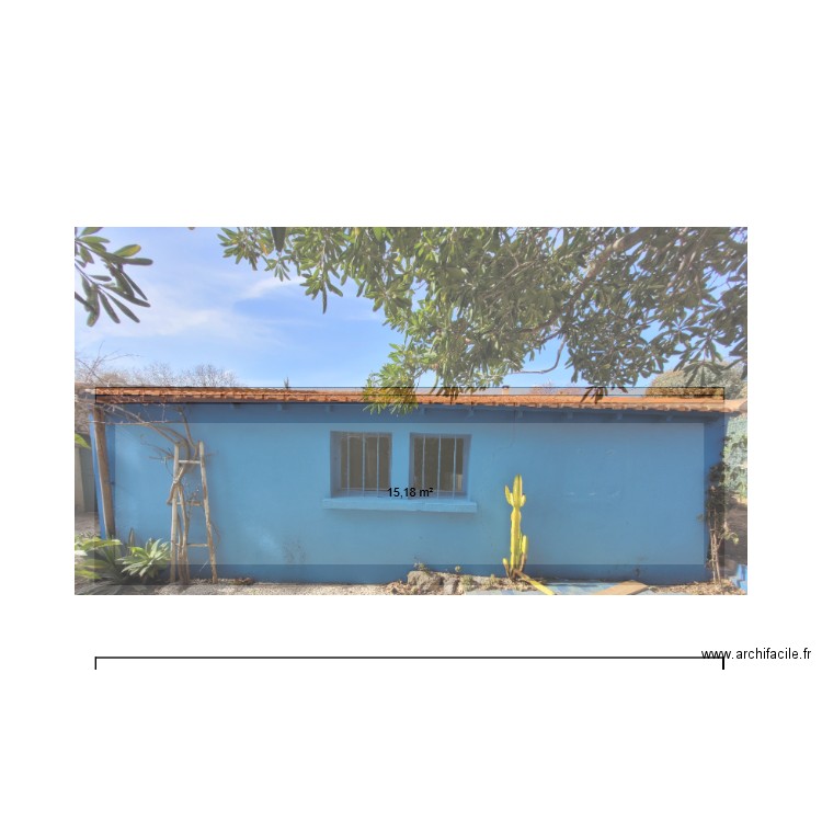 façade NE. Plan de 1 pièce et 15 m2