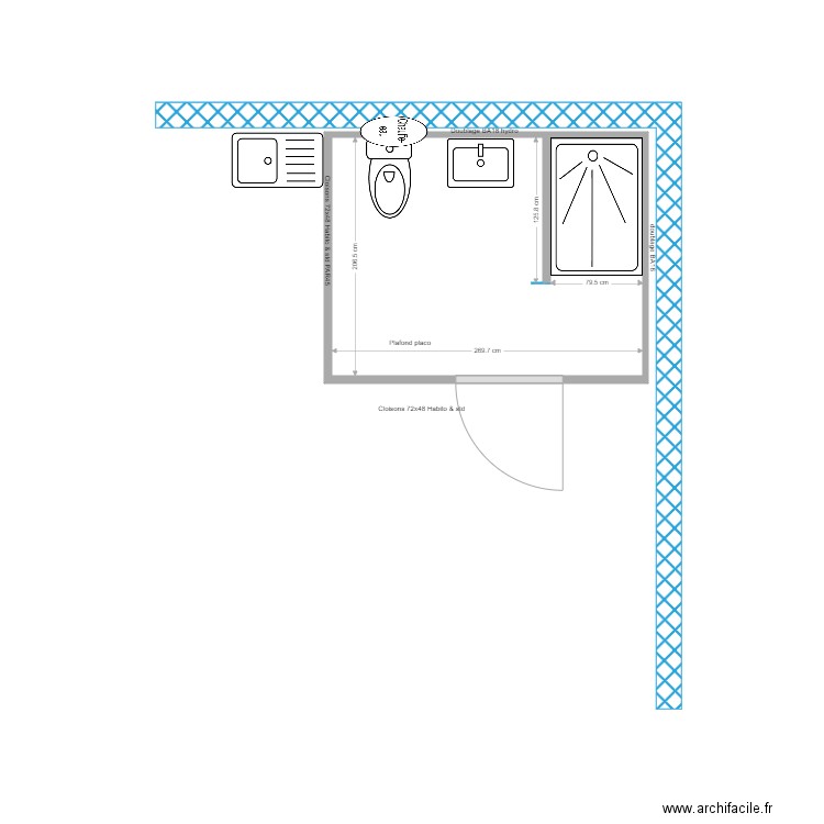 SANITAIRE LATY. Plan de 1 pièce et 5 m2