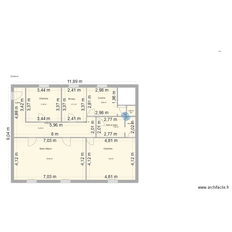 Hélène FINO. Plan de 8 pièces et 102 m2