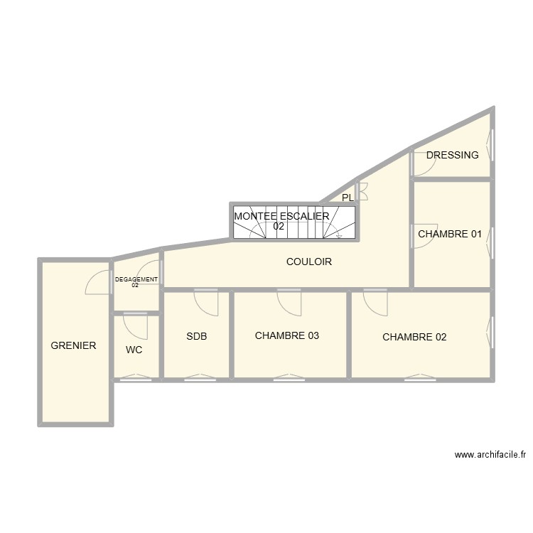 PLAN ETAGE VAUVERT 270. Plan de 11 pièces et 46 m2
