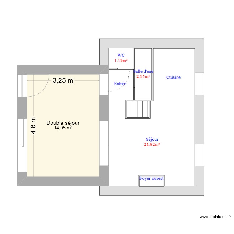 Extension 2. Plan de 1 pièce et 15 m2