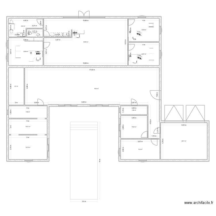 KINÉ/house. Plan de 15 pièces et 307 m2