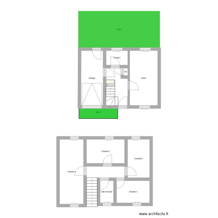 Maison mitoyenne . Plan de 11 pièces et 67 m2