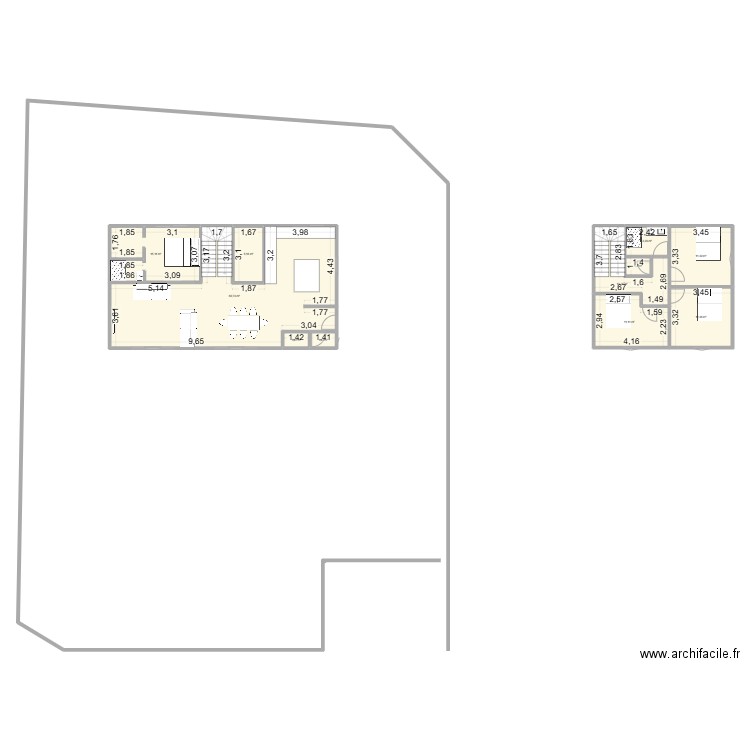 789. Plan de 11 pièces et 133 m2