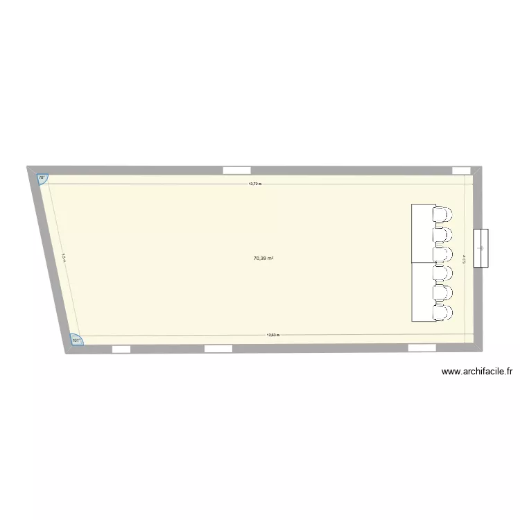 salle mariage. Plan de 1  et 70 m²
