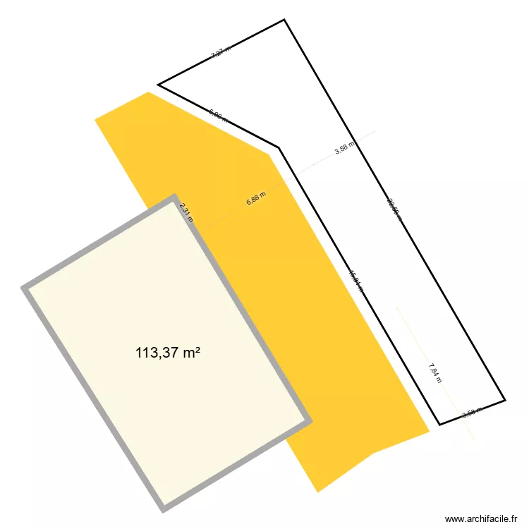 Mur et portail. Plan de 1  et 113 m²