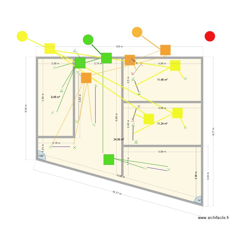 logementbeclairage. Plan de 4 pièces et 67 m2
