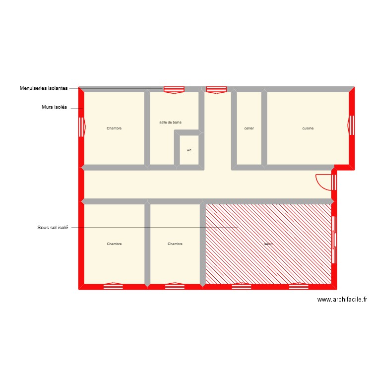 DENYS étage scénario 3. Plan de 9 pièces et 112 m2