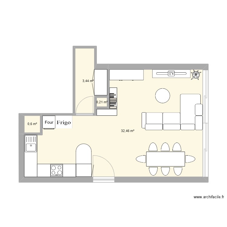 DAVID . Plan de 4 pièces et 37 m2