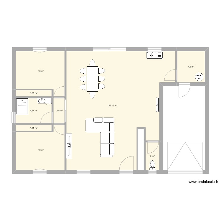 123. Plan de 9 pièces et 90 m2