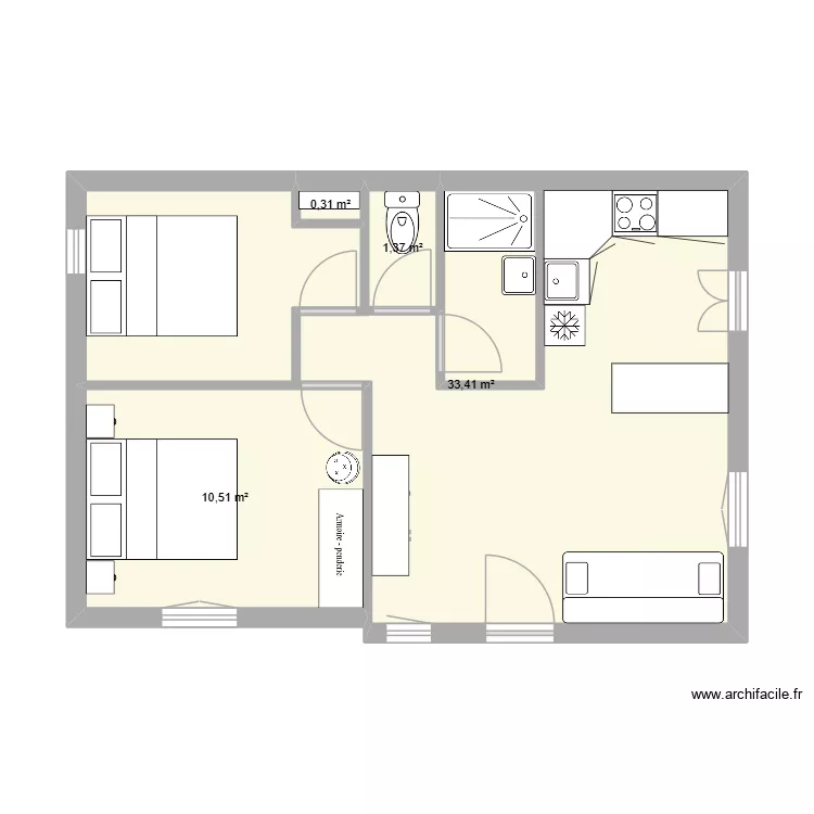 AUG OUEST renov. Plan de 4  et 46 m²