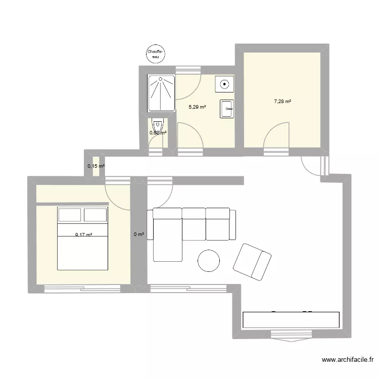 Essai 1. Plan de 6  et 23 m²