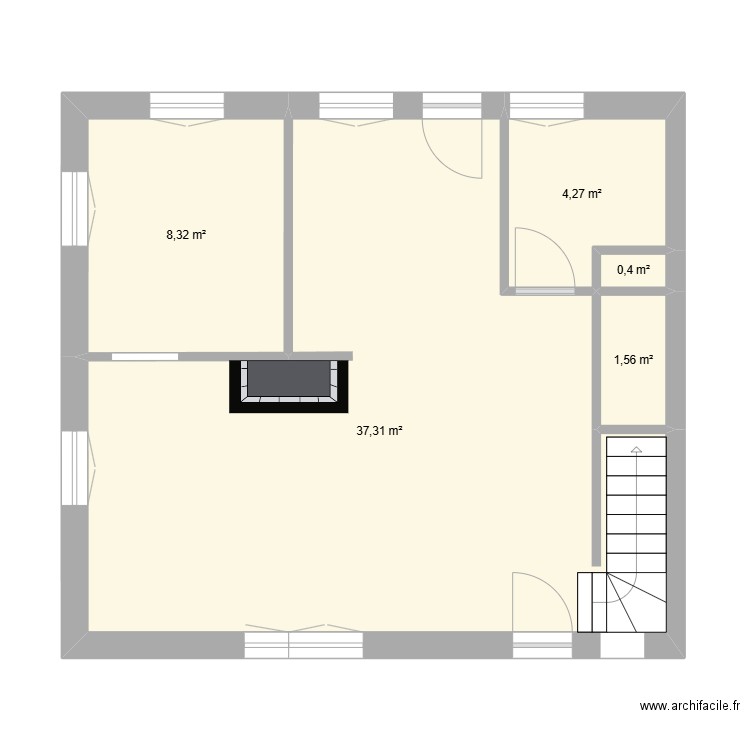 fouilloy rez de chaussé aprés. Plan de 5 pièces et 52 m2
