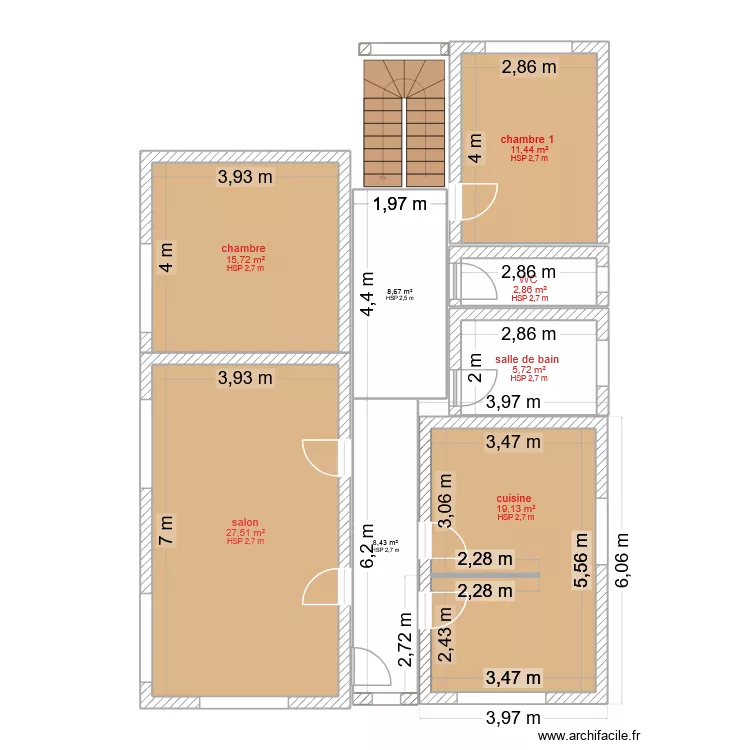 maison v1 avant travaux - RDC. Plan de 8  et 99 m²