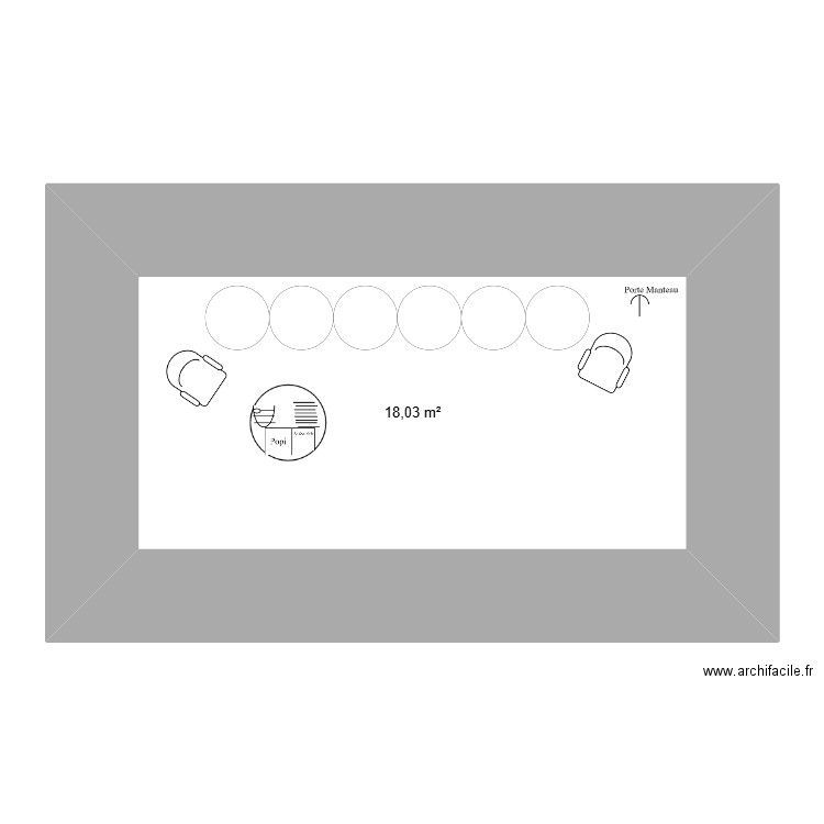 plan salle d'attente. Plan de 1 pièce et 18 m2