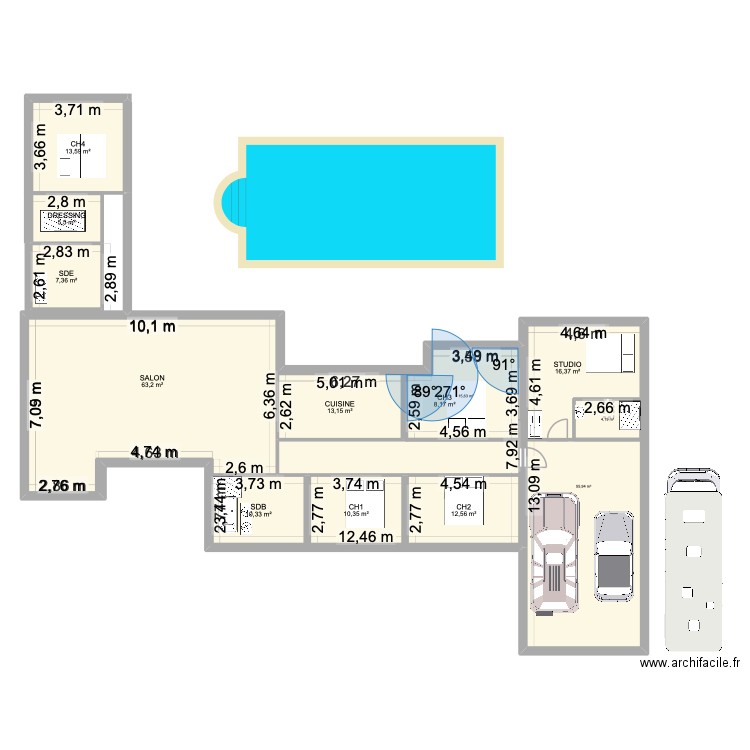 ares. Plan de 13 pièces et 380 m2
