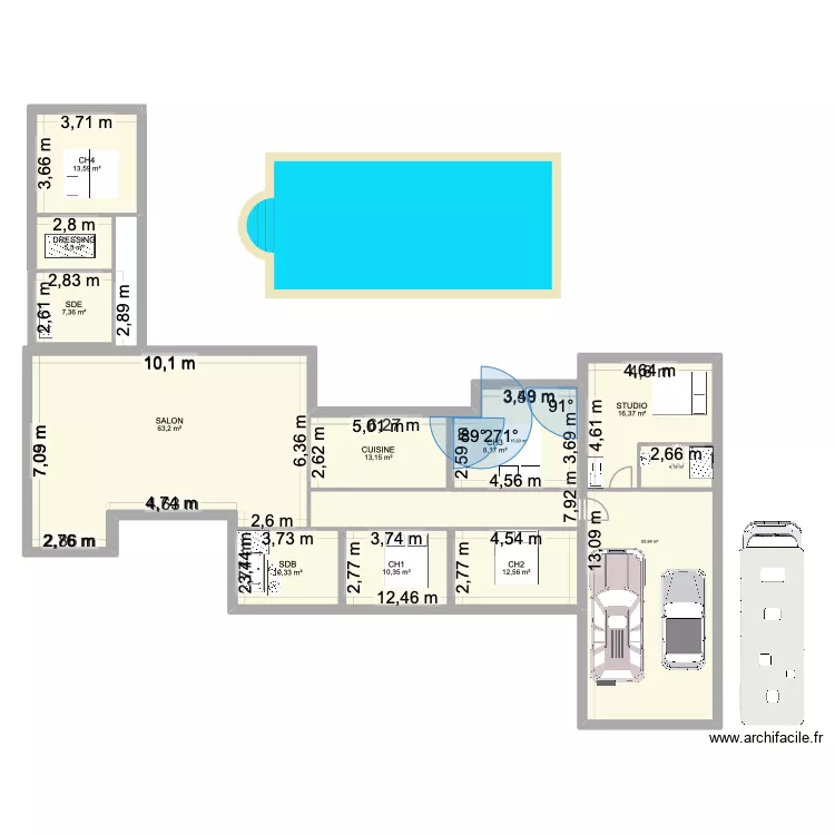 ares. Plan de 13 pièces et 380 m²