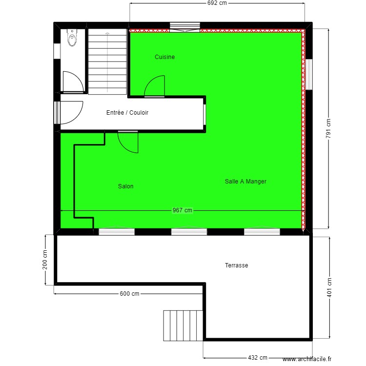 DECATOIRE RDC PROJET 3. Plan de 5 pièces et 73 m2