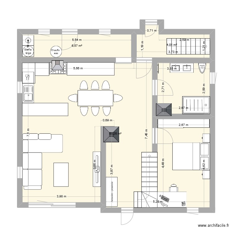 maison_hipsheim_modification. Plan de 3 pièces et 77 m2