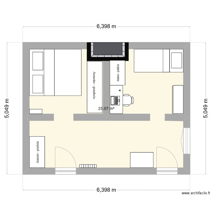 maison papa. Plan de 1 pièce et 25 m2