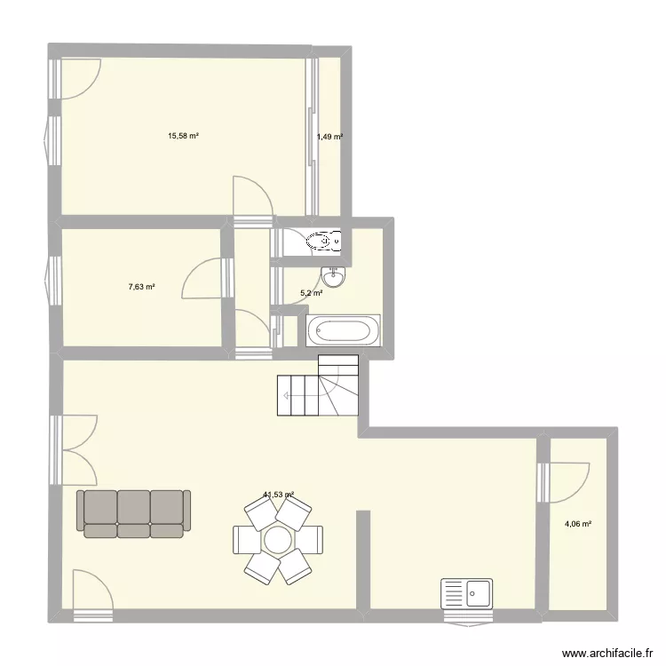 Maison 8 place de la mairie DUPLICATA. Plan de 6  et 75 m²