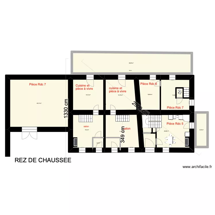 Maison GOUDARD hypoth&egrave;se d'am&eacute;nagement. Plan de 