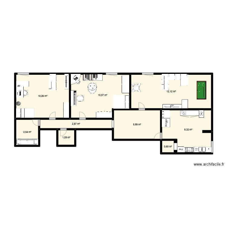projet Plan Maison. Plan de 9 pièces et 54 m2
