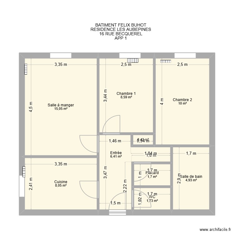 BAT FELIX BUHOT LGT1. Plan de 9 pièces et 57 m2