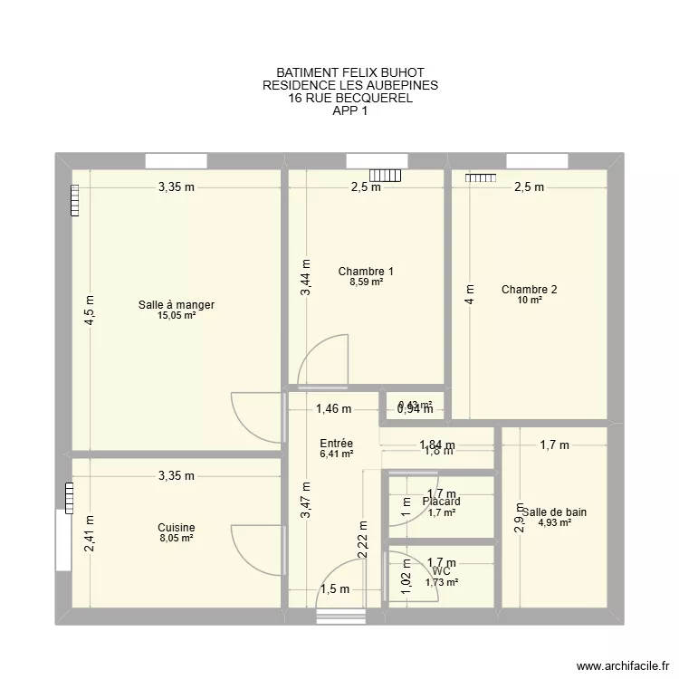 BAT FELIX BUHOT LGT1. Plan de 9  et 57 m²