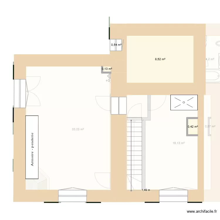 Monieux mesur&eacute; evolution. Plan de 9  et 71 m²
