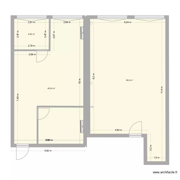 bureaux vierge. Plan de 3  et 114 m²