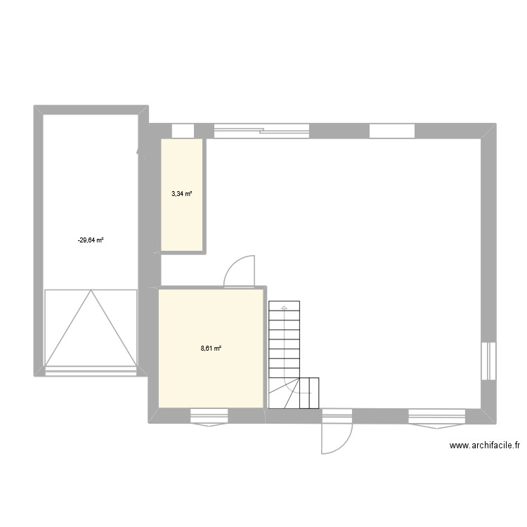 NOUVOITOU. Plan de 3 pièces et 28 m2