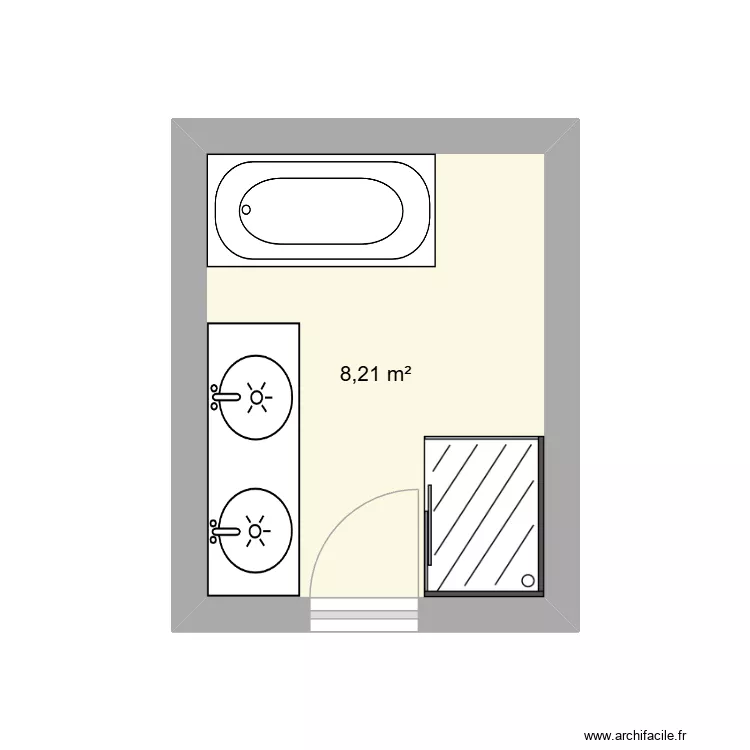 MONTAGUT S&eacute;verine sdb r&eacute;nov&eacute;e. Plan de 1 pièce et 8 m²