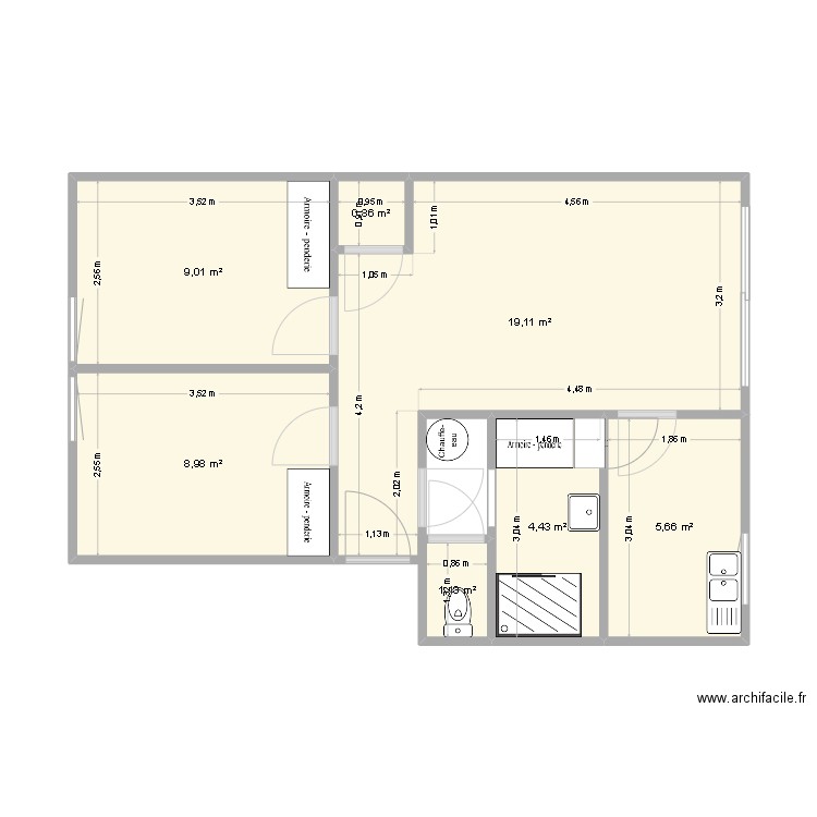apparthaylesroses. Plan de 7 pièces et 49 m2