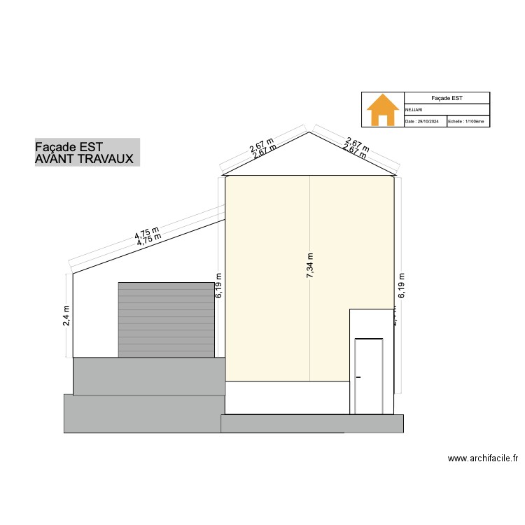 Façade EST. Plan de 0 pièce et 0 m2
