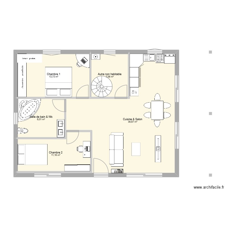 Italia 109 m2. Plan de 12 pièces et 159 m2