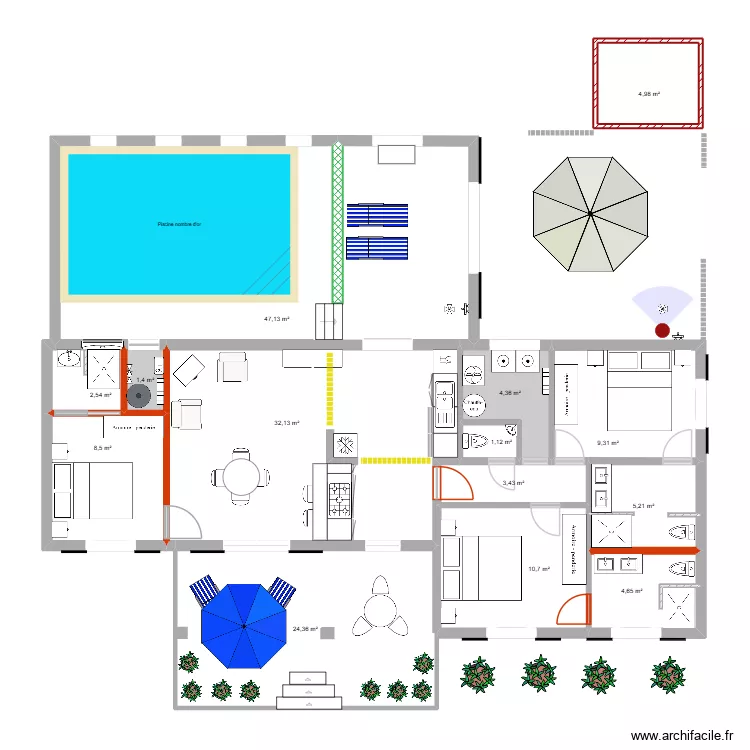 Allemagne r&eacute;novation 2. Plan de 14 pièces et 160 m²