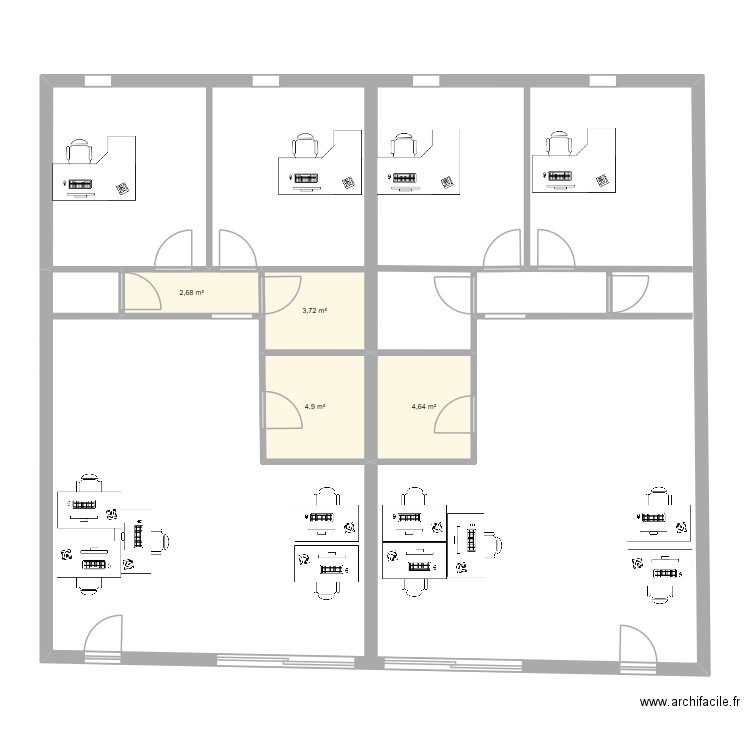 bureau. Plan de 4 pièces et 16 m2