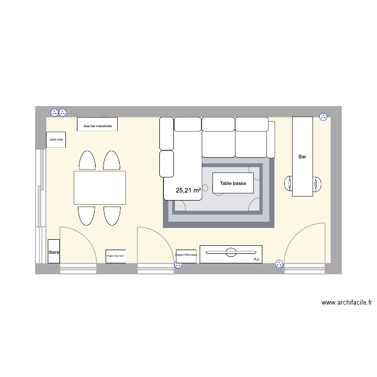 appartement romarin. Plan de 1 pièce et 25 m2