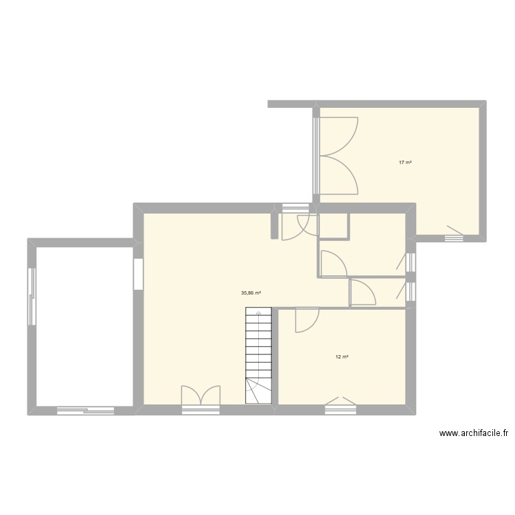 rdc adiac. Plan de 3 pièces et 65 m2