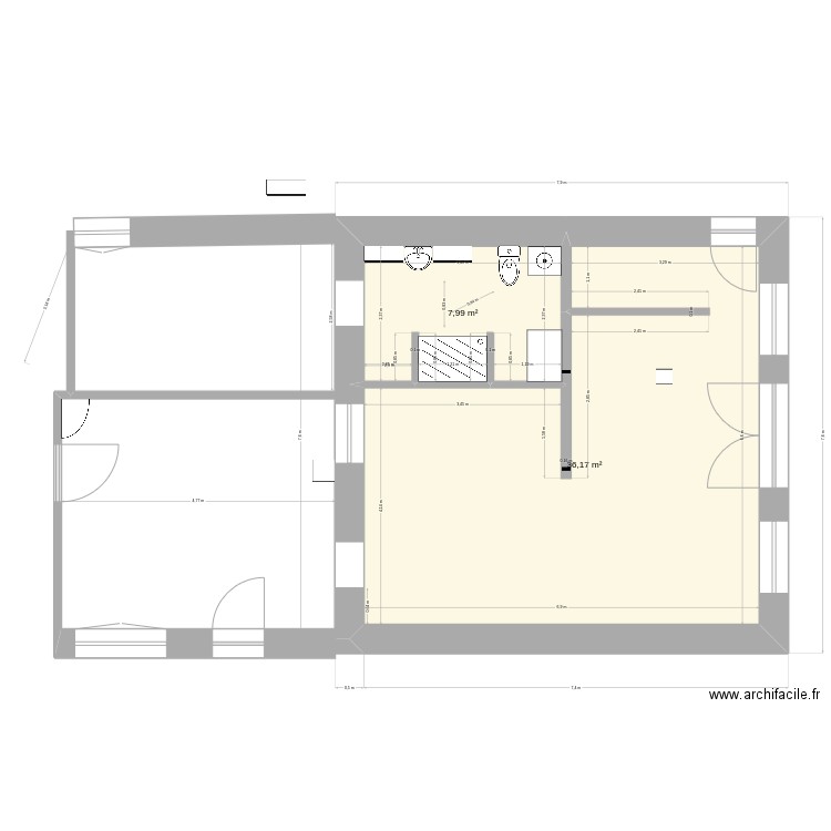204. Plan de 2 pièces et 44 m2